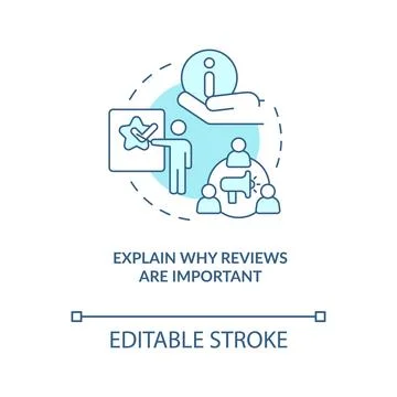 Explain why reviews important turquoise concept icon Ilustración de archivo