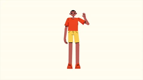 Explainer Character Animation Saying Hello With Hand Stock Footage 232805032