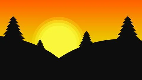 Explainer Video animation background. Simple Flat 2D Sunset landscape cartoon 스톡 일러스트