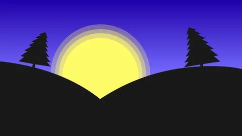 Explainer Video animation background. Simple Flat 2D Sunset landscape cartoon 스톡 일러스트