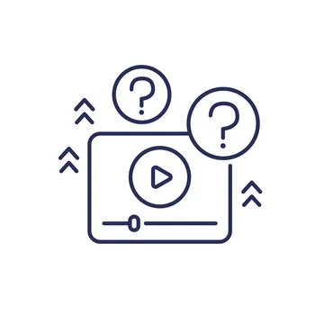 Explainer video icon, line vector design Illustrazione stock
