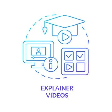 Explainer videos blue gradient concept icon Stock Illustration