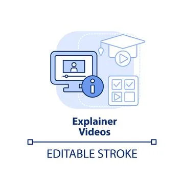 Explainer videos light blue concept icon Stock Illustration