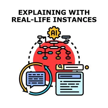 Explaining artificial intelligence concepts with real life instances Stock Illustration