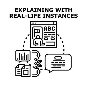 Explaining complex concepts with real life instances illustration Stock Illustration