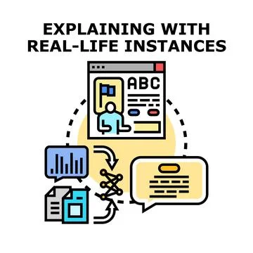 Explaining complex concepts with real life instances illustration Stock Illustration
