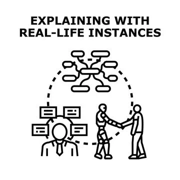 Explaining concept with real life examples and artificial intelligence 库存插图