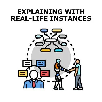 Explaining concept with real life examples and artificial intelligence 库存插图