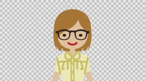 Explaining Female student- Eyeglasses - Alpha channel Stock Footage 59687457