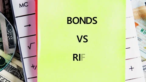 Explaining the financial concept of bonds compared to investment risk. This Stock Footage 335081125