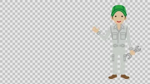 Explaining Mechanic - Loop-ready File -Alpha channel Stock Footage 60567295