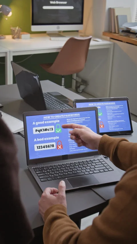 Explaining Password Safety in Computer Class Vertical Stock Footage 333754553