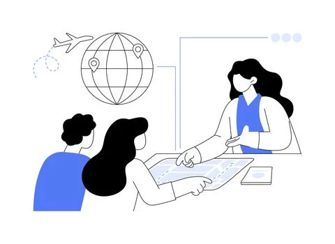 Explaining the route isolated cartoon vector illustrations. Ilustración de archivo