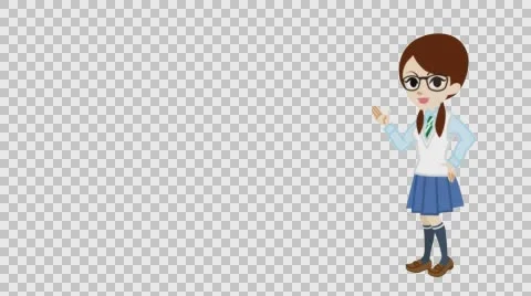 Explaining Schoolgirl -Alpha channel Stock Footage 59130727