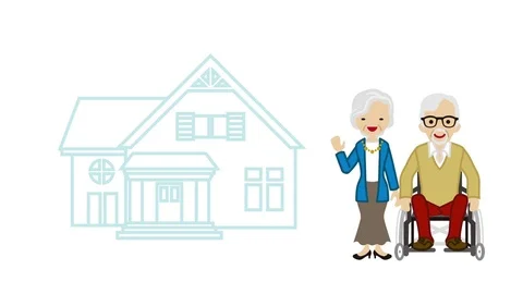 Explaining senior couple - House background Stock Footage 72967794