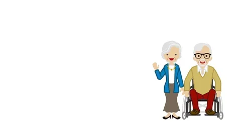 Explaining senior couple - White background Stock Footage 72967799