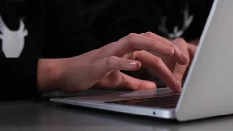 Explaining software, close up of trackpad view Stock Footage 259213334