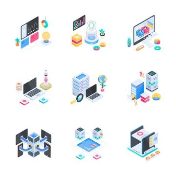 An explicit set of software programming and website engineering concepts Illustrazione stock