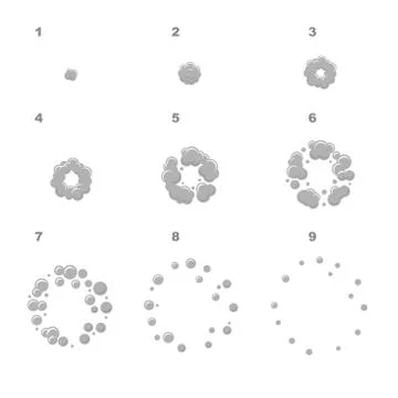 Explode Animation Sequence . Cartoon Explosion Frames. Vector Illustrazione stock
