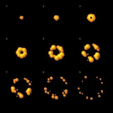 Explode Animation Sequence . Cartoon Explosion Frames. Vector Stock Illustration