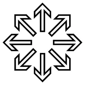 Explode Arrows Outline Vector Icon Stock Illustration