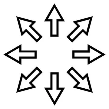 Explode Arrows Thin Line Vector Icon Stock Illustration