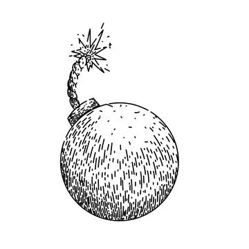 Explode bomb sketch hand drawn vector 库存插图
