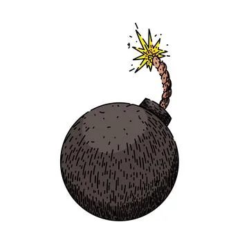 Explode bomb sketch hand drawn vector イラスト素材