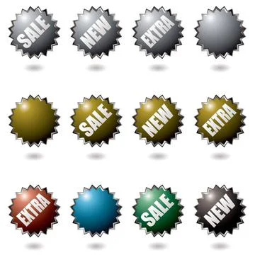 Explode buttons Collection of icons with drop shadow with sale text Copyri... Stock Photos