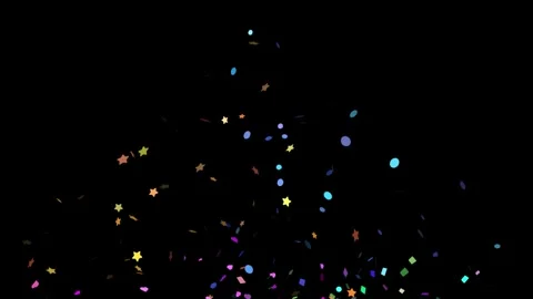 Explode colourful confetti party on black backgrounds rendering Stock Footage 331569842