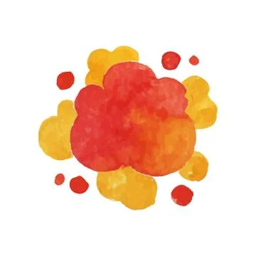 Explode effect in red and yellow colors. Bright watercolor painting of fire Stock Illustration