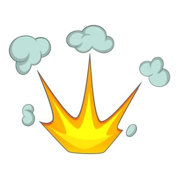 Explode effect with smoke icon, cartoon style Stock Illustration