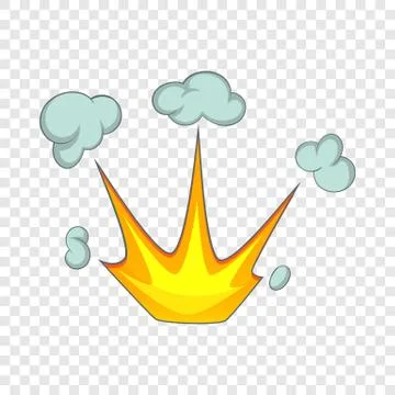 Explode effect with smoke icon, cartoon style Stock Illustration