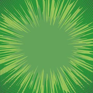 Explode Flash, Cartoon Explosion, Star Burst Isolated on Green Background イラスト素材