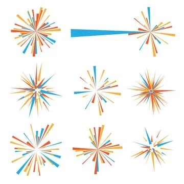 Explode icon Exploding brightly colored icon in orange and blue Copyright:... 库存照片