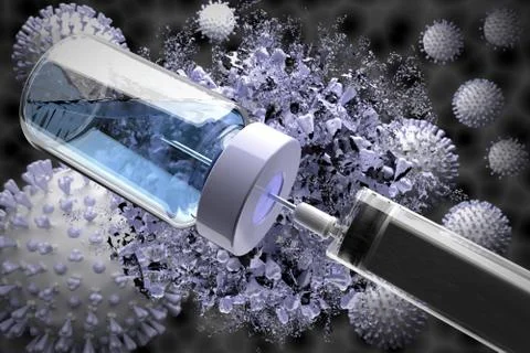 Explode virus. Vaccine illustration. 스톡 일러스트