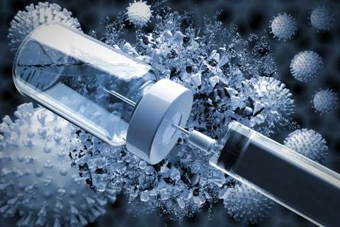 Explode virus. Vaccine illustration. Illustrazione stock