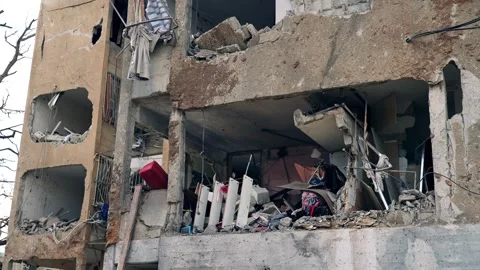 An exploded apartment in a building Video stock 332163615
