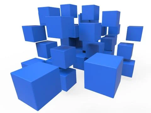 Exploded blocks showing unorganized puzzle Stockillustratie