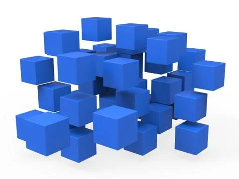 Exploded blocks shows unorganized puzzle Stock Illustration