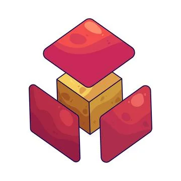 Exploded cube view illustration Stock Illustration