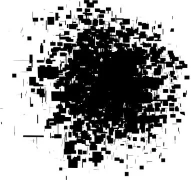 Exploded futuristic round shape in black over white Stock Illustration