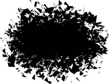 Exploded futuristic round shape in black over white Stock Illustration