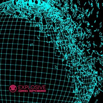 Exploded grid ball made of connected dots Stock Illustration