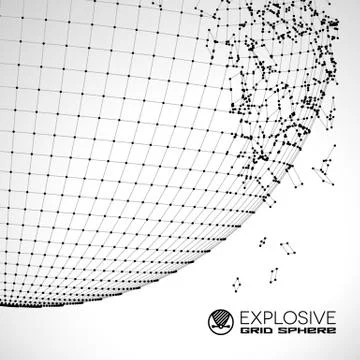 Exploded grid ball made of connected dots Stock Illustration