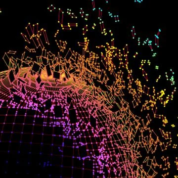 Exploded grid made of connected dots Stock Illustration
