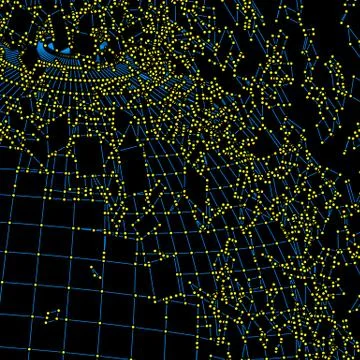 Exploded grid made of connected dots Stock Illustration