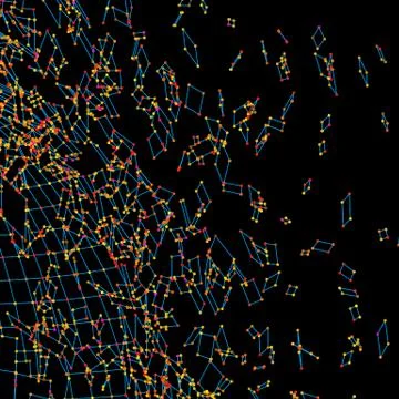 Exploded grid made of connected dots Stock Illustration