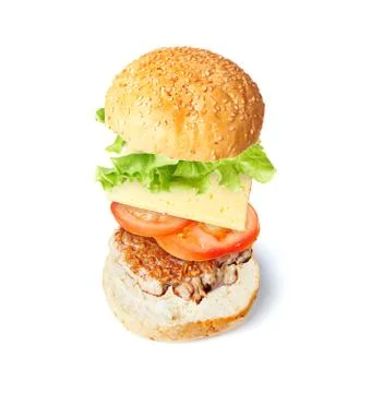 Exploded hamburger Stock Photos