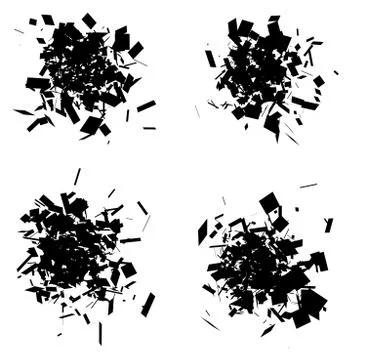 Exploded icon black silhouette collection over white Stock Illustration